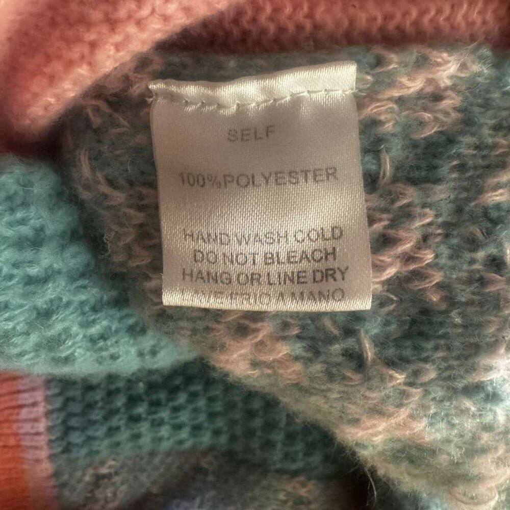Colorful Patchwork Cardigan Sweater size L - Picture 8 of 9